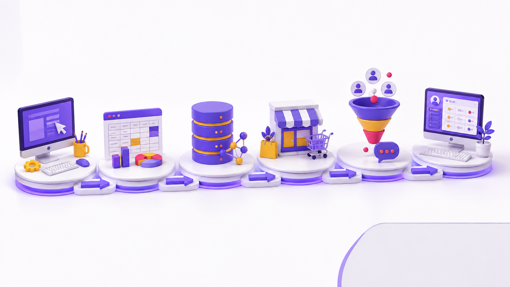 مسیر تصویری یادگیری اپراتور CRM از مهارت کامپیوتر و Excel تا مدیریت داده و فروش